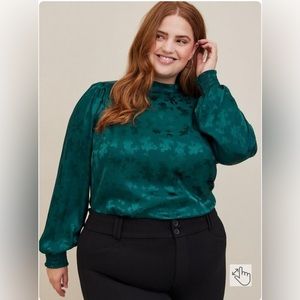 Torrid Disney Minnie & Mickey Puff Jacquard Sleeve Blouse